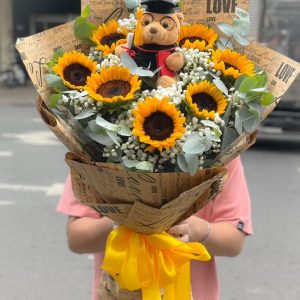 bó hoa gấu bông