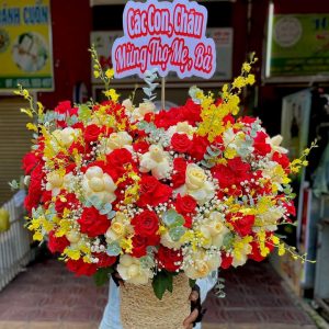 hoa khai trương, giỏ hoa khai trương