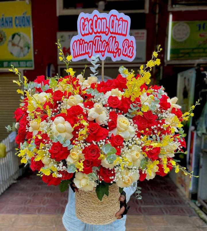 hoa khai trương, giỏ hoa khai trương