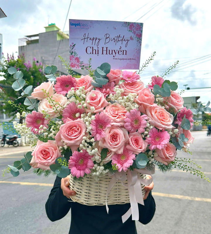 giỏ hoa, hoa sinh nhật đẹp