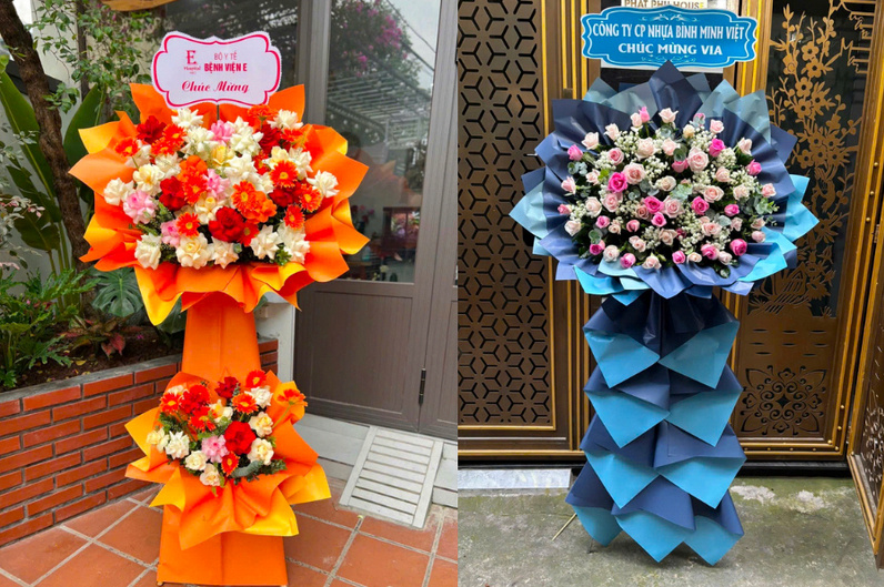 Lẵng hoa tươi chúc mừng sang trọng tại cửa hàng Bình Minh Flowers quận Ngô Quyền Hải Phòng