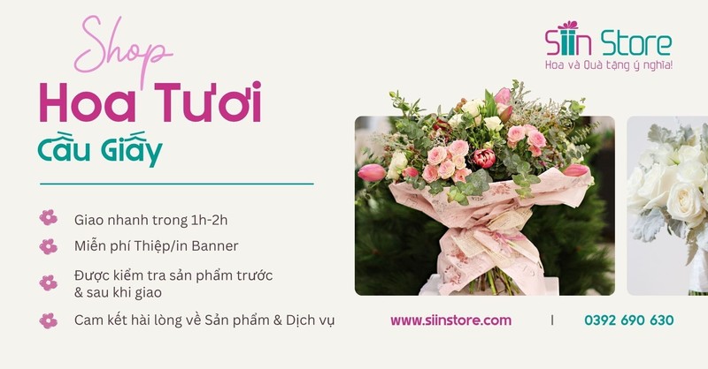 Tiệm hoa tươi Siin Store tại quận Cầu Giấy chuyên cung cấp các mẫu hoa thiết kế hiện đại