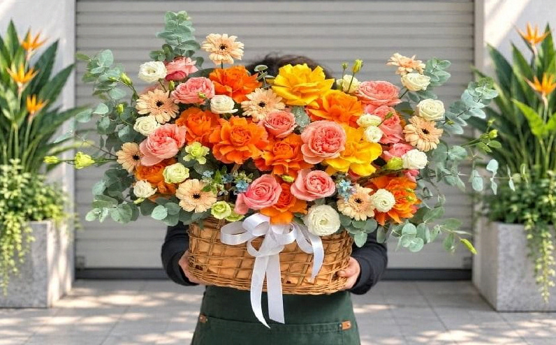 Mẫu giỏ hoa tại Hoa Tươi Kaby.
