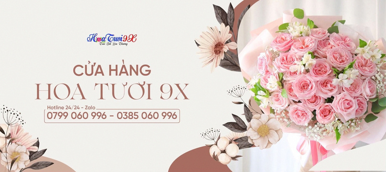 Bó hoa hồng tươi thắm tại cửa hàng Hoa Tươi 9X TPHCM với dịch vụ đặt hoa online uy tín
