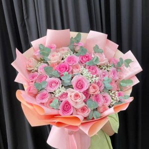 Bó hoa tươi màu hồng