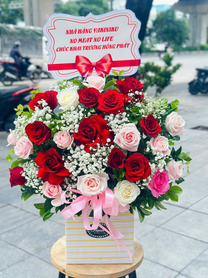 hoa khai trương, giỏ hoa khai trương