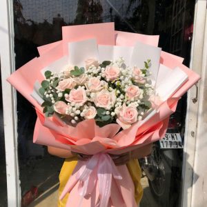Bó hoa tươi màu hồng