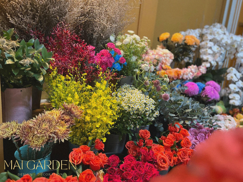 Không gian trưng bày tại shop hoa tươi Mai Garden
