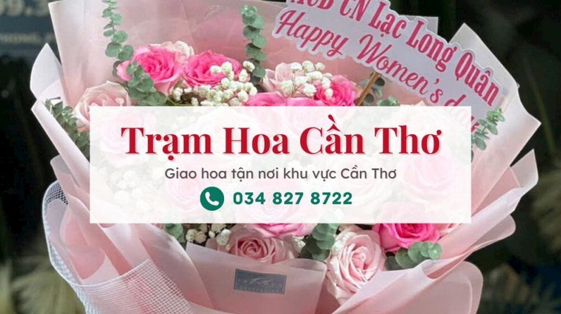 Mẫu bó hoa hồng tươi thắm tại shop Trạm Hoa Cần Thơ