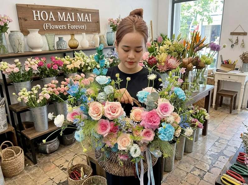 Cửa hàng Shop hoa tươi Hoa Mãi Mãi cung cấp dịch vụ điện hoa và giao hoa tươi chất lượng cao tại Cao Bằng.