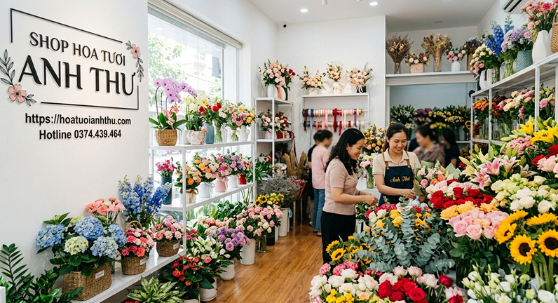 Cửa hàng Hoa Tươi Anh Thư cung cấp dịch vụ shop hoa tươi uy tín tại Phú Mỹ